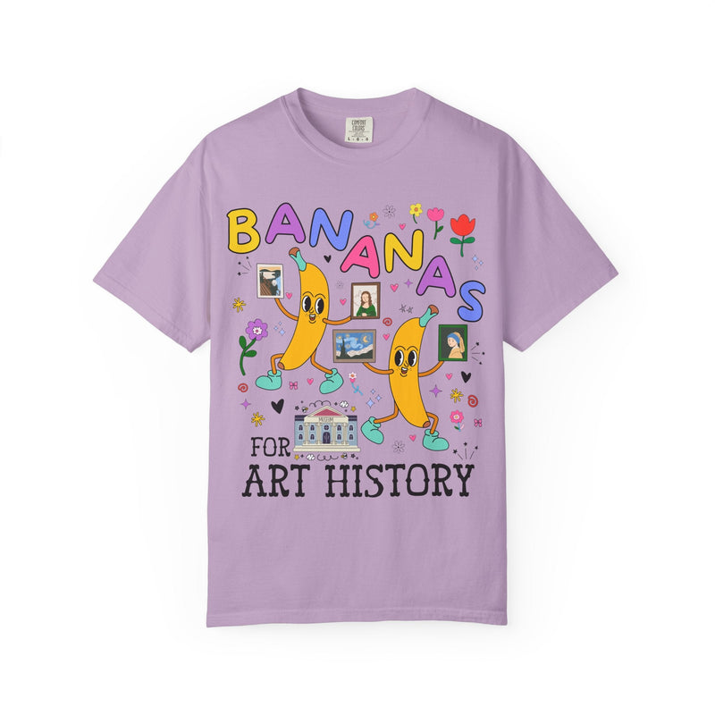 Colorful Art History Tee Shirt with Cute Retro Bananas and Funny Saying, 19th Century Impressionist Art, Leonardo da Vinci, Museum Lover - Opal and June