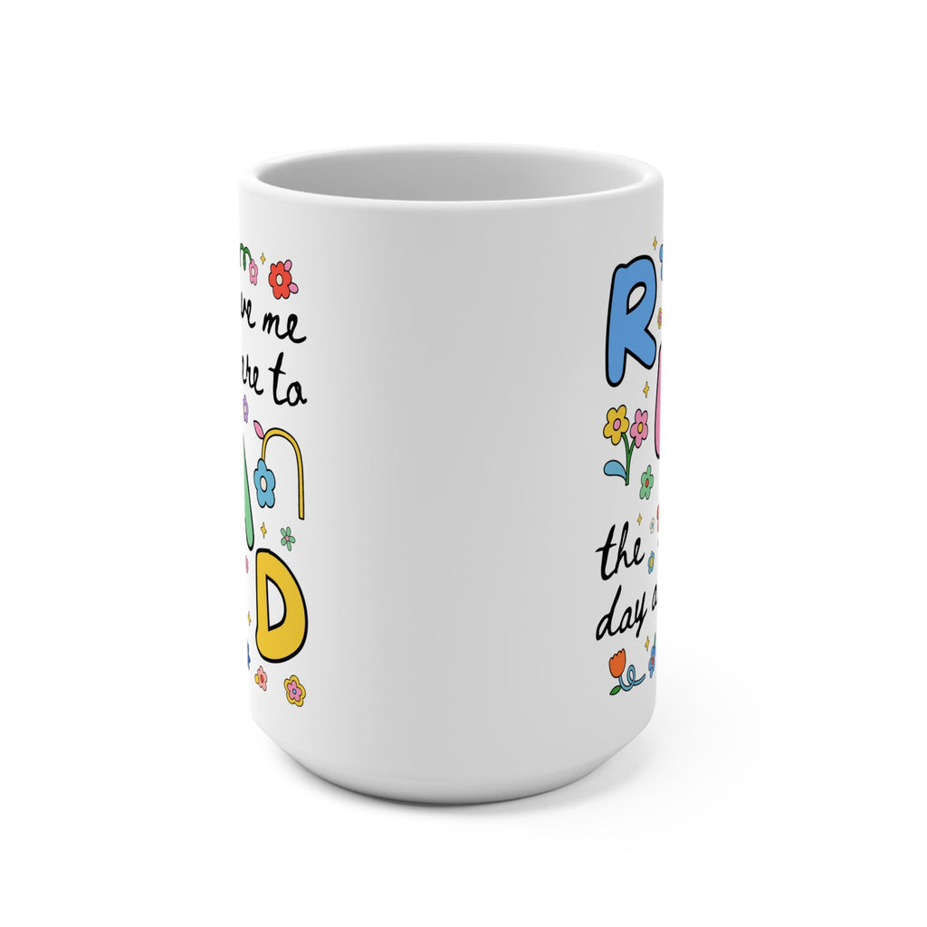 Colorful Bookish Coffee Mug, Book Lover Gift Idea: 15 Oz Mug with Flowers for Bookworm Who Loves Daisies, Romance Reader, Reading Teacher - Opal and June