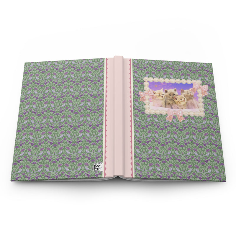 Colorful Cat Lover Notebook, Silly Weirdcore Dreamcore Gift, Kittens and Stars, Cute Coquette Bows and Pearls, 90s Throwback Journal for Her - Opal and June