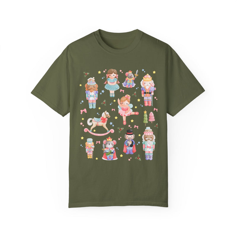 Christmas Nutcracker Shirt for Elementary Teacher, Pastel Xmas High School Teacher T-Shirt, Trendy Bow Christmas Matching Shirts in Green