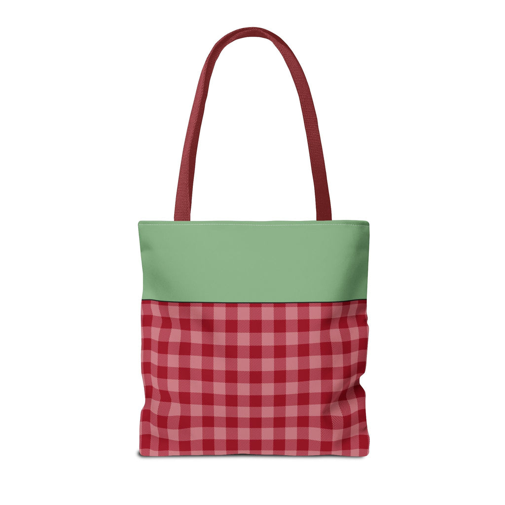 Colorful Christmas Tote Bag with Cute Doodles and Initial or Letter, Sweet Cottagecore Matching Holiday Tote Bag for Sisters or Family: A - Opal and June
