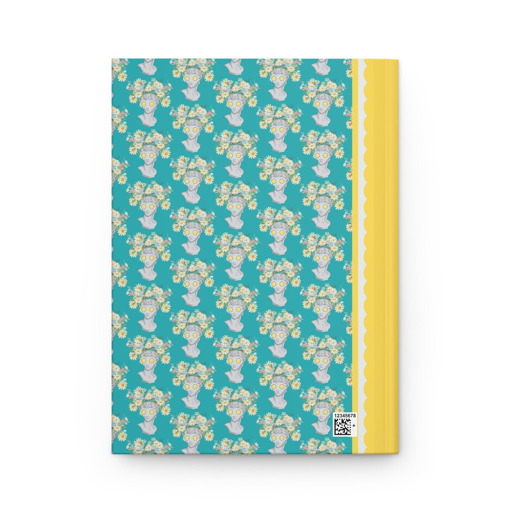Colorful Classic Statue Notebook with Flowers, Ancient Greek Statue Wearing Flower Sunglasses, Funny 90s Aesthetic History Lover Present - Opal and June