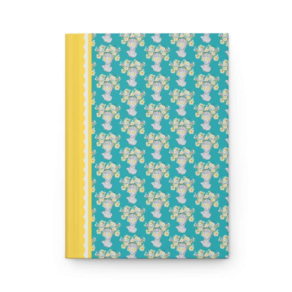 Colorful Classic Statue Notebook with Flowers, Ancient Greek Statue Wearing Flower Sunglasses, Funny 90s Aesthetic History Lover Present - Opal and June