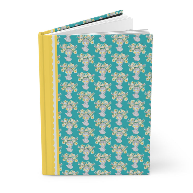 Colorful Classic Statue Notebook with Flowers, Ancient Greek Statue Wearing Flower Sunglasses, Funny 90s Aesthetic History Lover Present - Opal and June