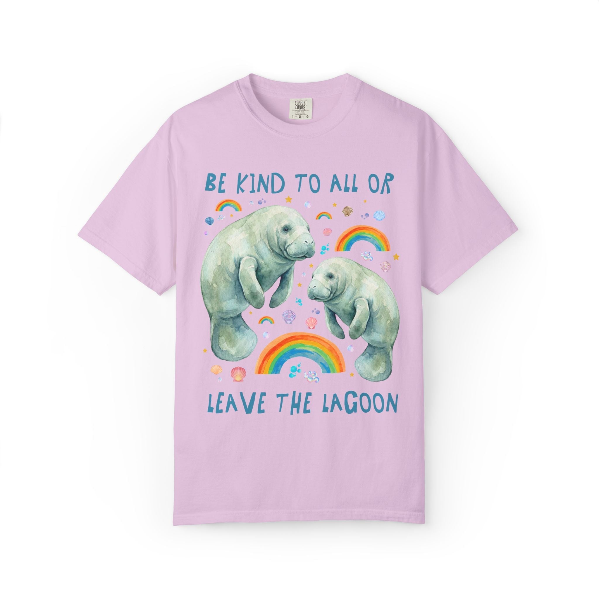 Colorful Equal Rights Tee Shirt for Animal Lover or Gay Ally Who Loves Manatees: Be Kind to All or Leave the Lagoon, Funny LGBTQ Pride Tee - Opal and June