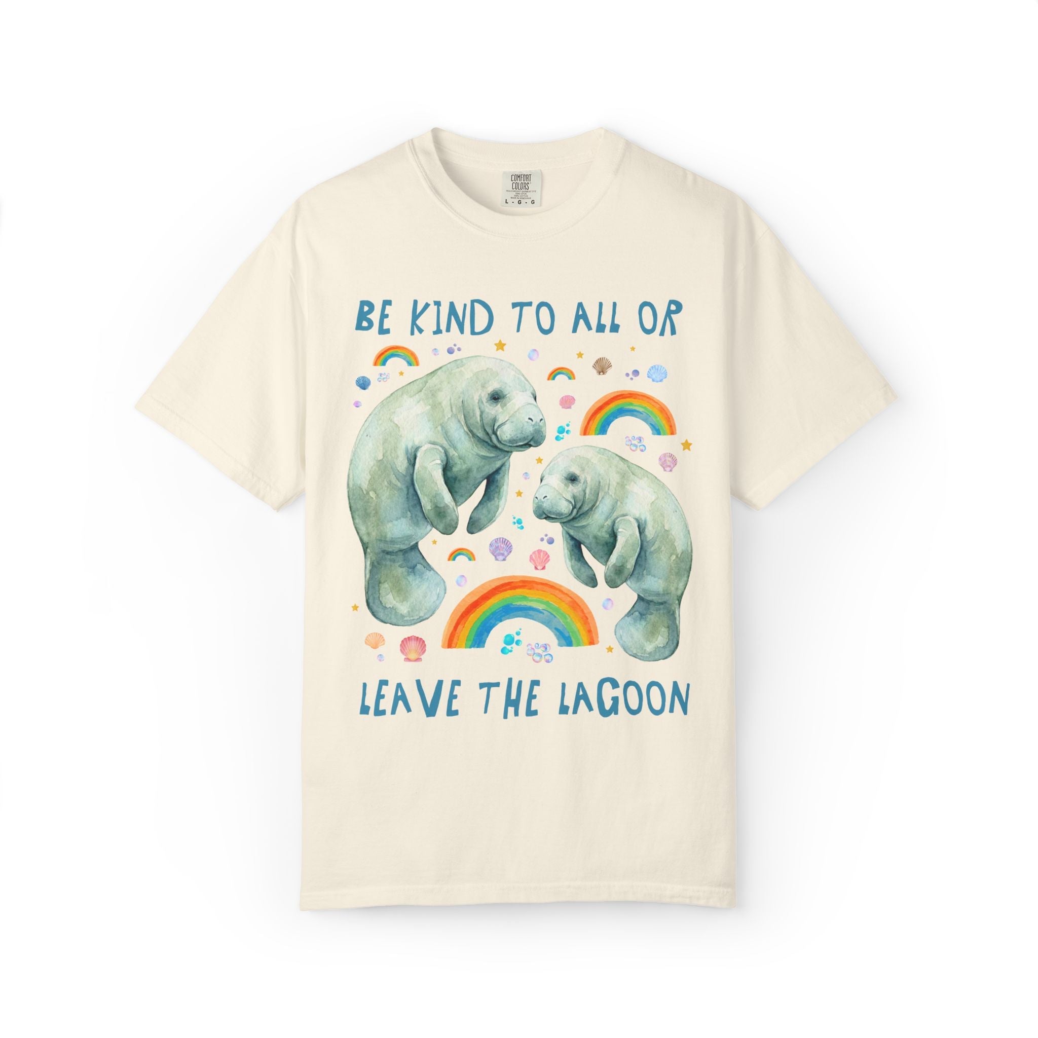 Colorful Equal Rights Tee Shirt for Animal Lover or Gay Ally Who Loves Manatees: Be Kind to All or Leave the Lagoon, Funny LGBTQ Pride Tee - Opal and June