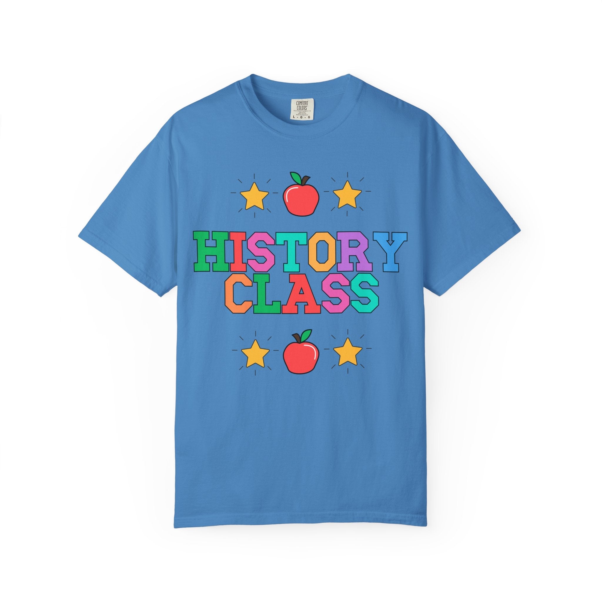 Colorful History Teacher Tee Shirt with Cute 90s Throwback Apple, First Day of School Teacher Team Shirt, Back to School, History Department - Opal and June