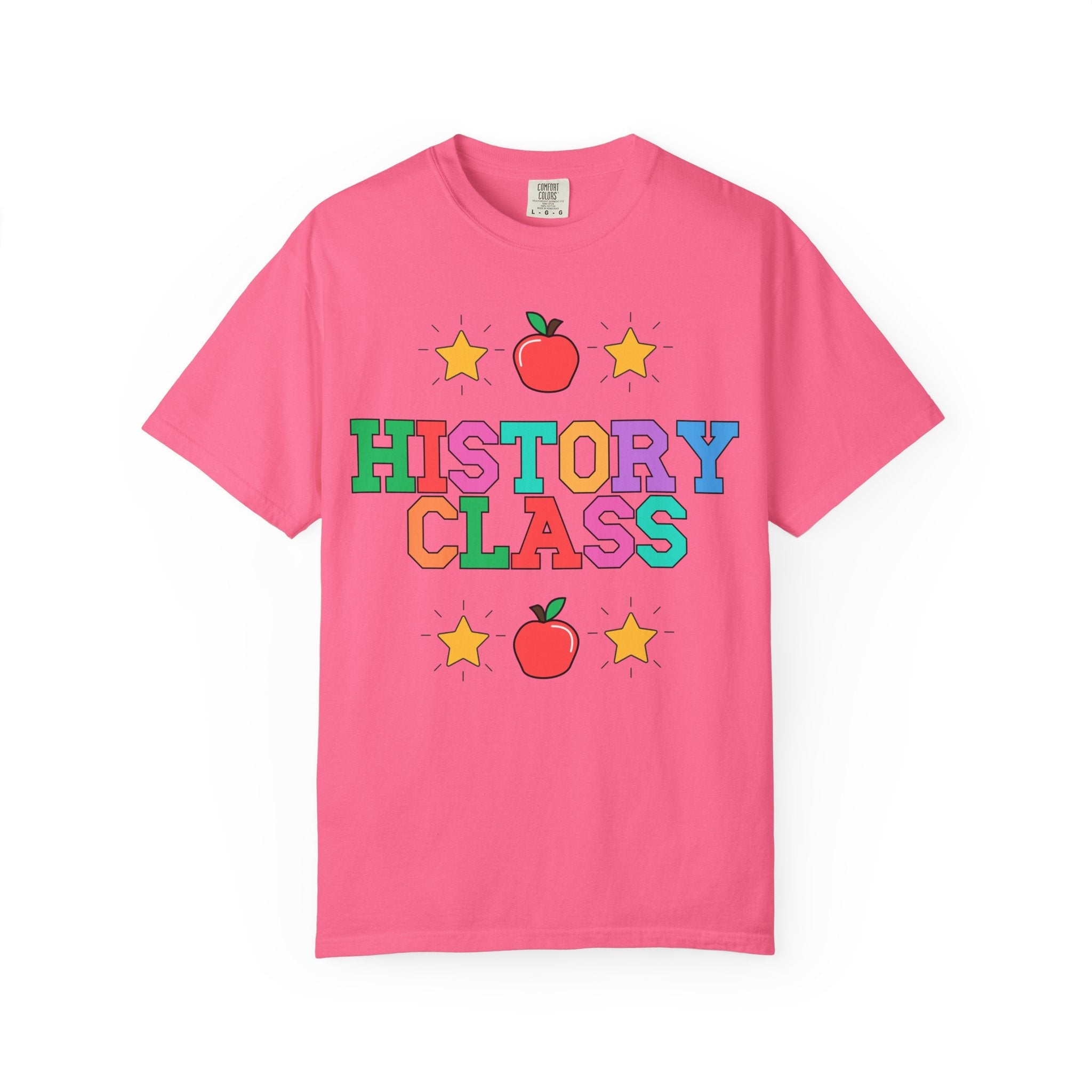Colorful History Teacher Tee Shirt with Cute 90s Throwback Apple, First Day of School Teacher Team Shirt, Back to School, History Department - Opal and June