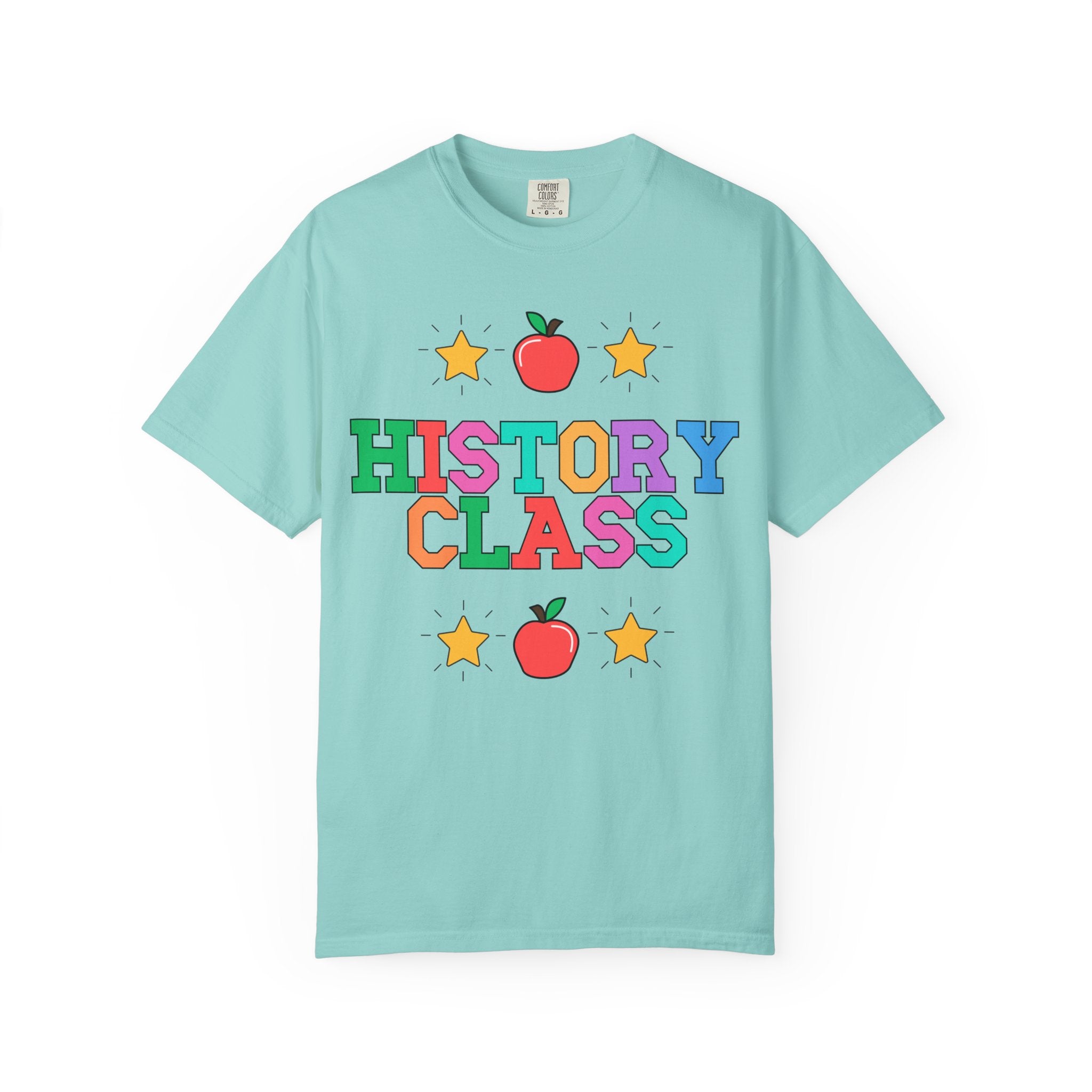 Colorful History Teacher Tee Shirt with Cute 90s Throwback Apple, First Day of School Teacher Team Shirt, Back to School, History Department - Opal and June