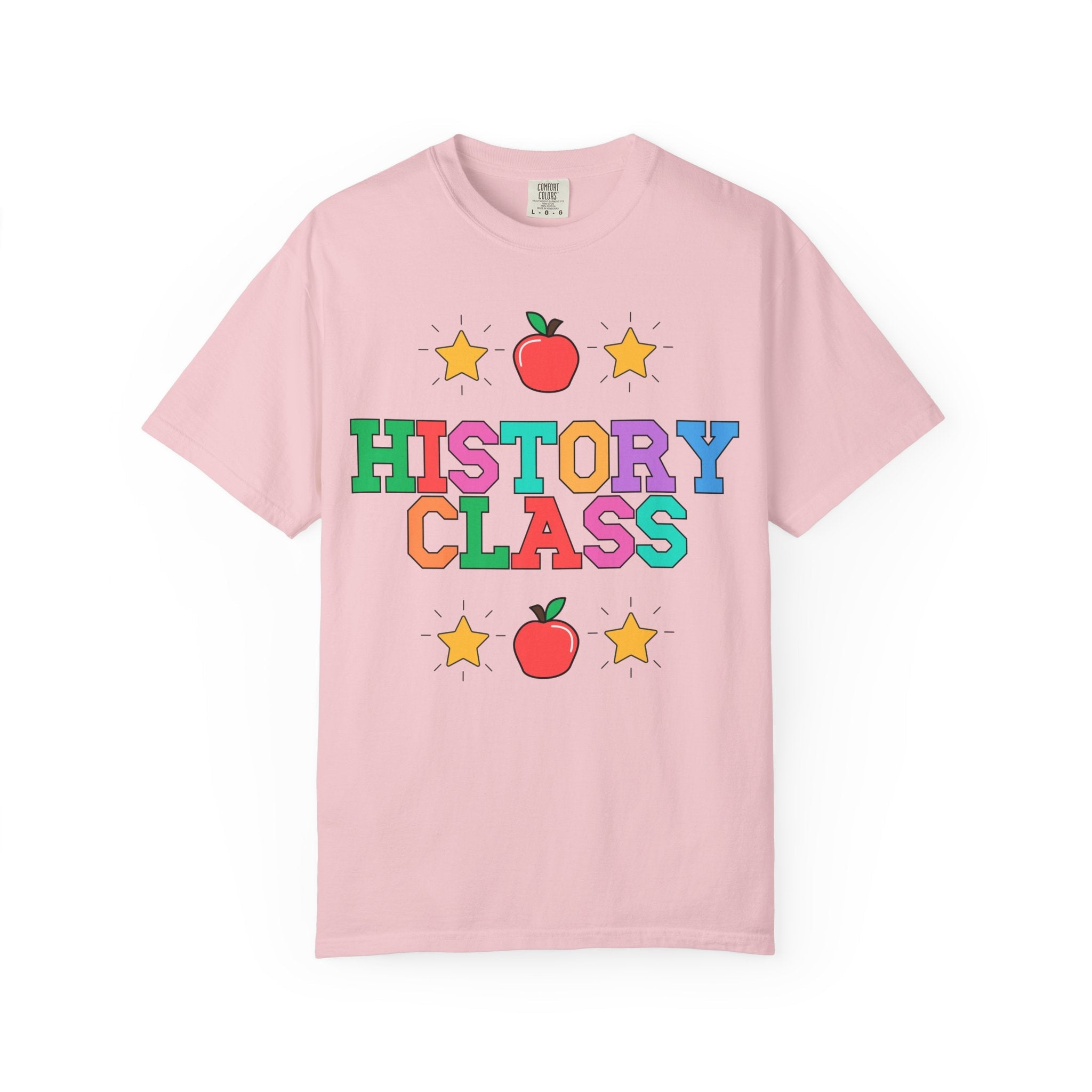 Colorful History Teacher Tee Shirt with Cute 90s Throwback Apple, First Day of School Teacher Team Shirt, Back to School, History Department - Opal and June