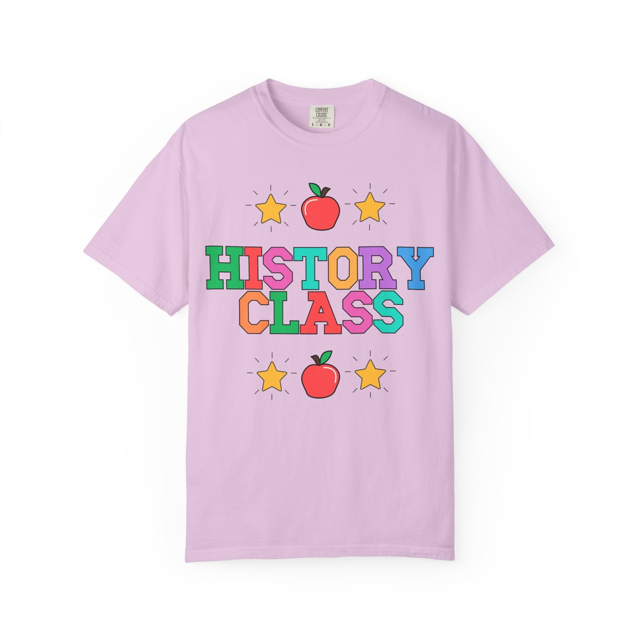 Colorful History Teacher Tee Shirt with Cute 90s Throwback Apple, First Day of School Teacher Team Shirt, Back to School, History Department - Opal and June