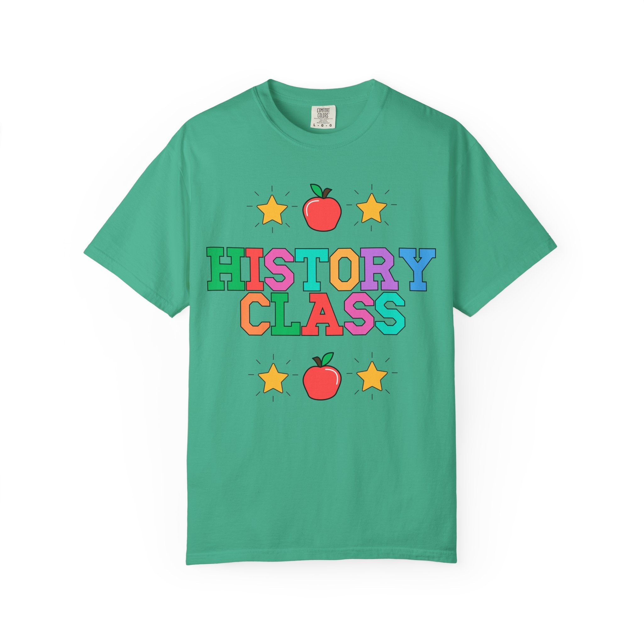 Colorful History Teacher Tee Shirt with Cute 90s Throwback Apple, First Day of School Teacher Team Shirt, Back to School, History Department - Opal and June