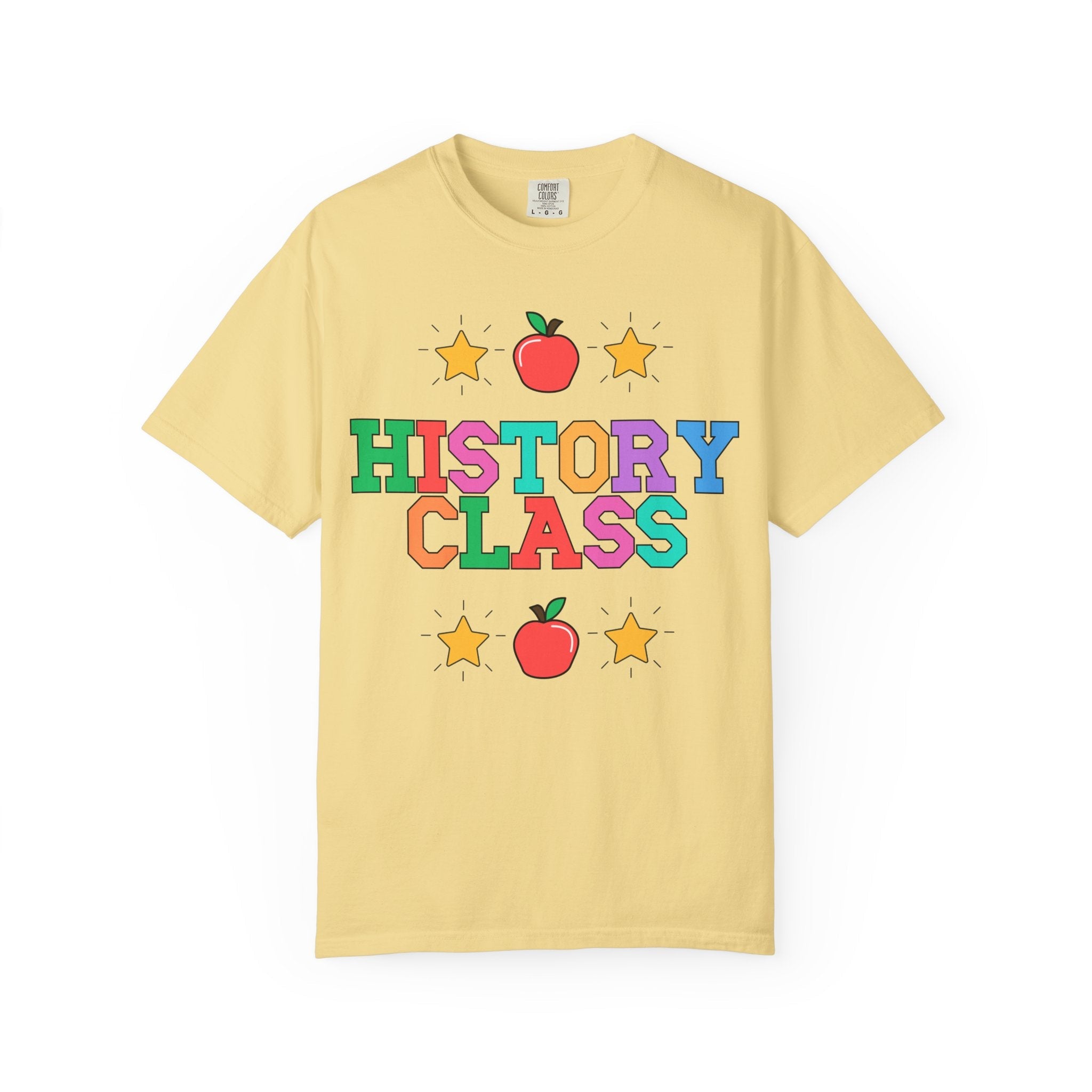 Colorful History Teacher Tee Shirt with Cute 90s Throwback Apple, First Day of School Teacher Team Shirt, Back to School, History Department - Opal and June