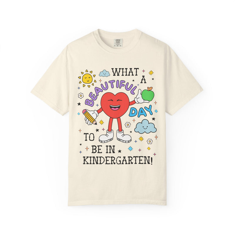 Colorful Kindergarten Teacher Tee Shirt with Stars, Funny Saying Kindergarten Crew Tee, First Day of School, Back to School Meet the Teacher - Opal and June