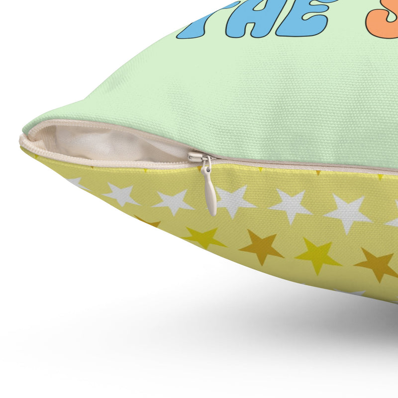 Colorful Maximalist Pillow: Reach for the Stars, Pillow for Speech Therapist, School Librarian, 70s Retro Aesthetic Decor, Reversible Pillow - Opal and June