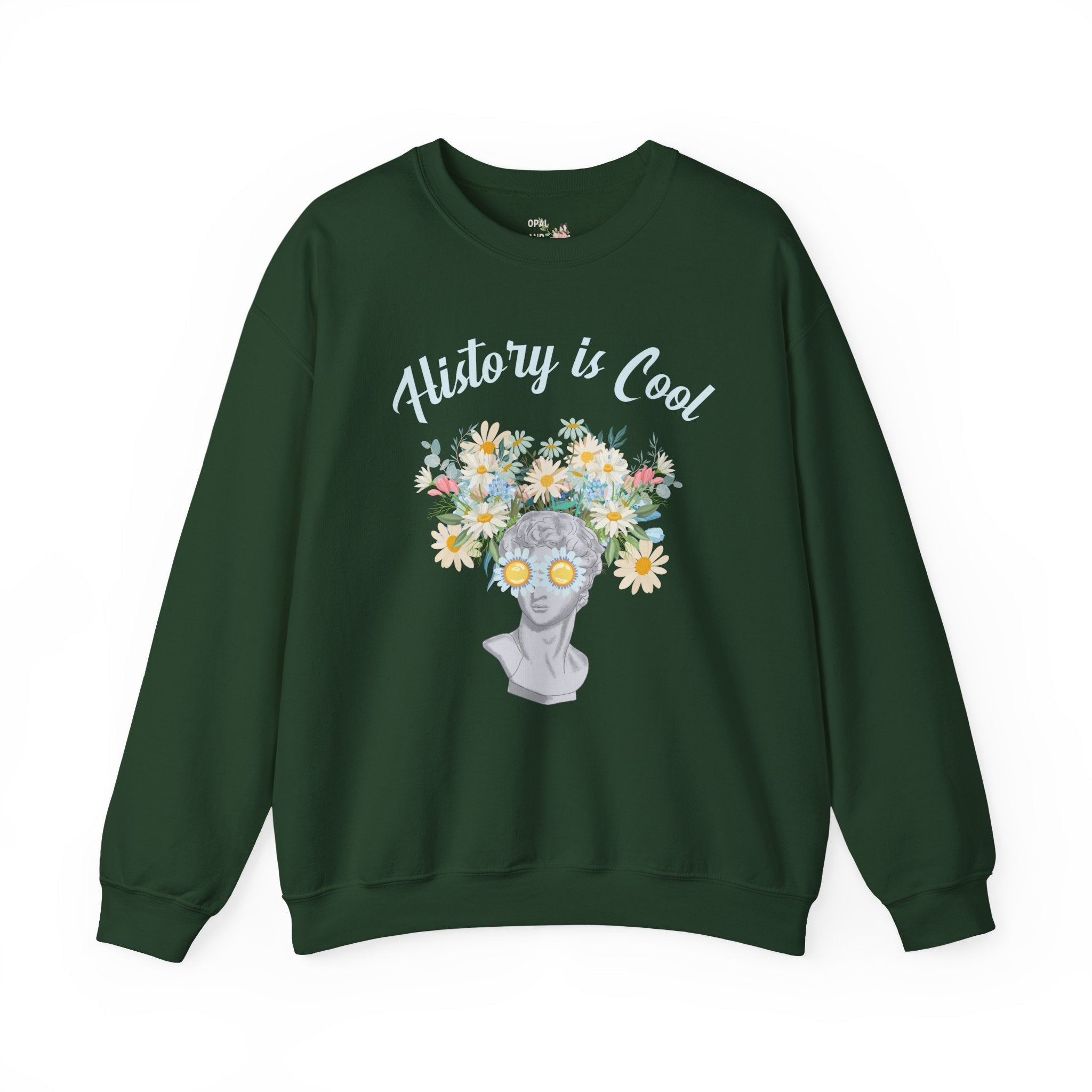 Colorful Maximalist Sweatshirt for History Teacher: History is Cool | Funny Historical Gift for Professor, History Major, Floral Aesthetic - Opal and June