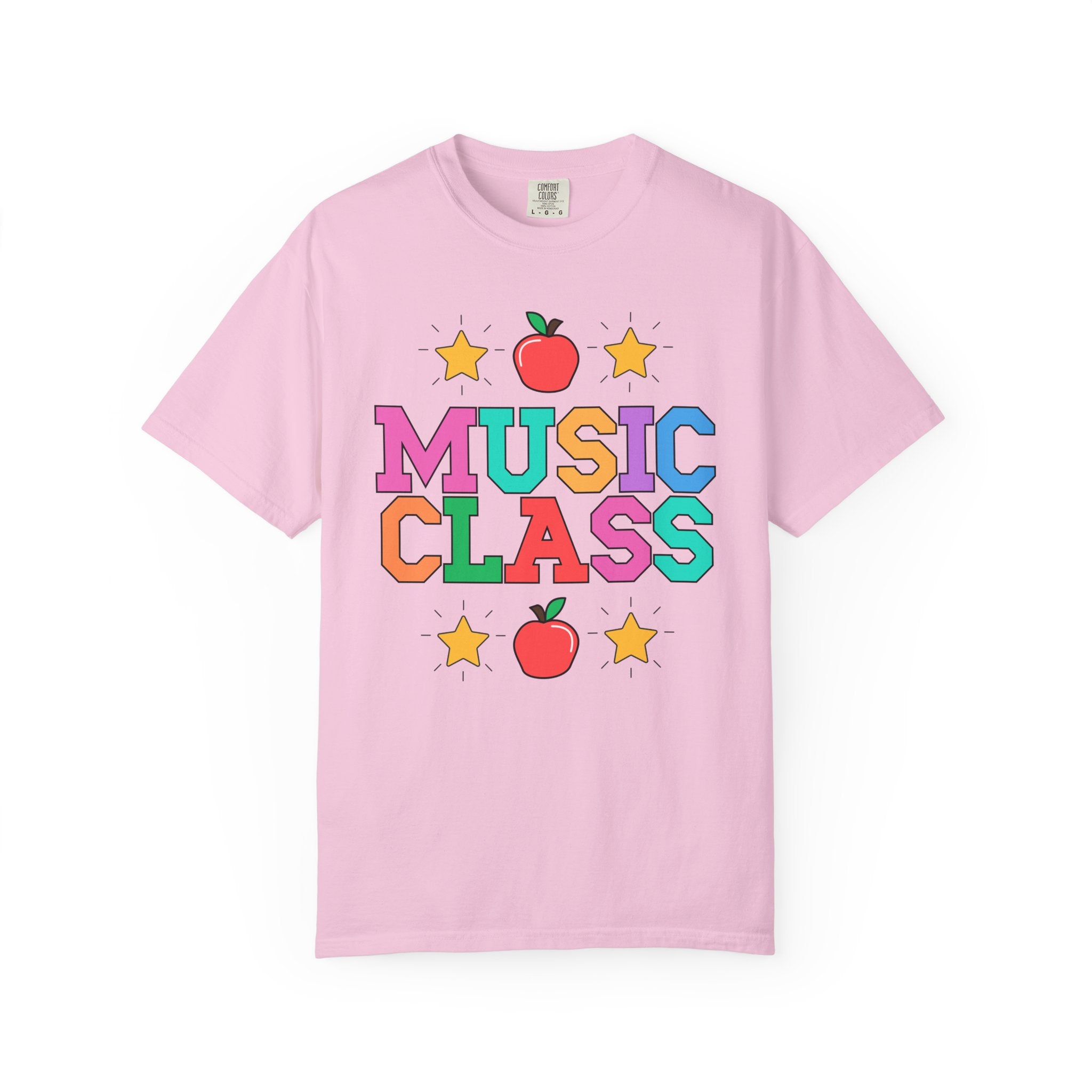 Colorful Music Teacher Tee Shirt with Cute 90s Throwback Apple, First Day of School Teacher Team Shirt, Back to School, Music Department Tee - Opal and June