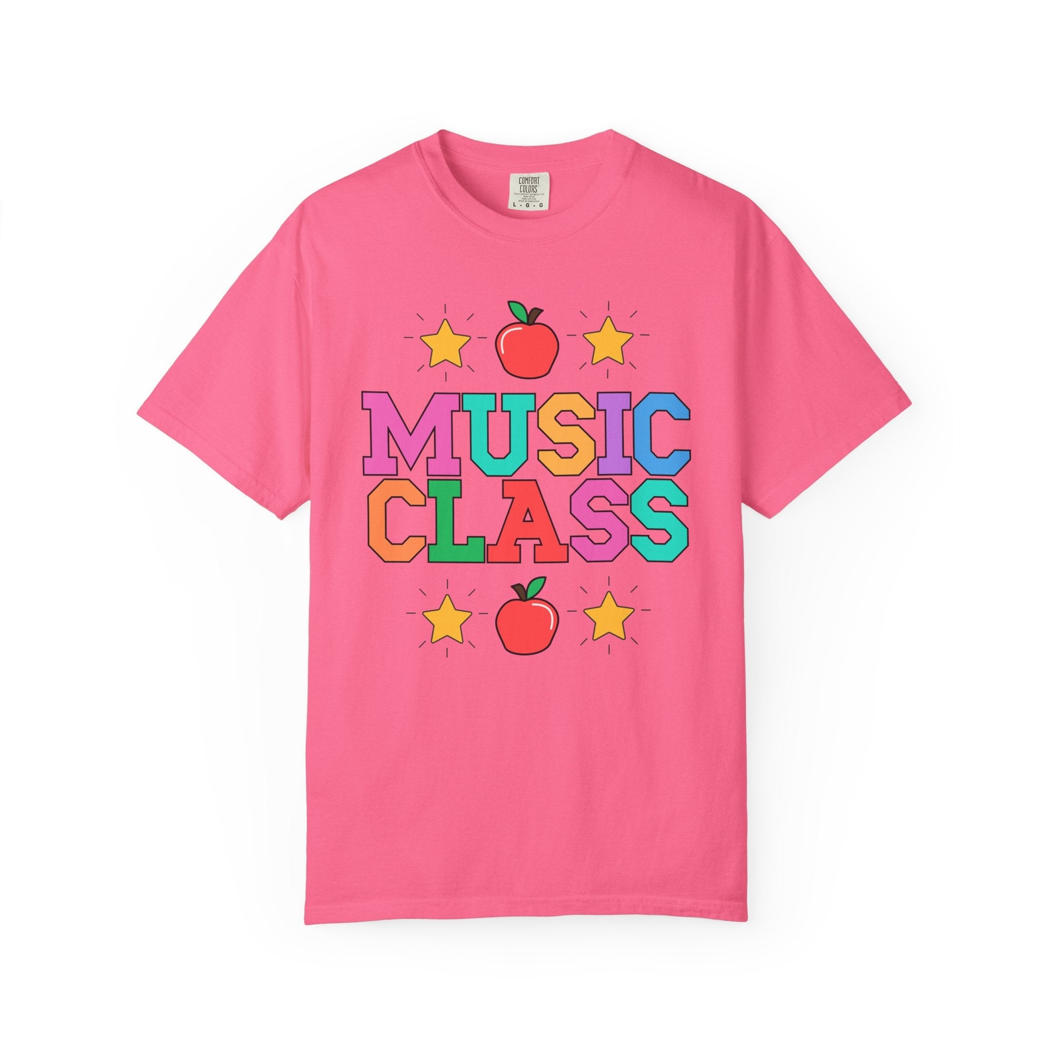 Colorful Music Teacher Tee Shirt with Cute 90s Throwback Apple, First Day of School Teacher Team Shirt, Back to School, Music Department Tee - Opal and June