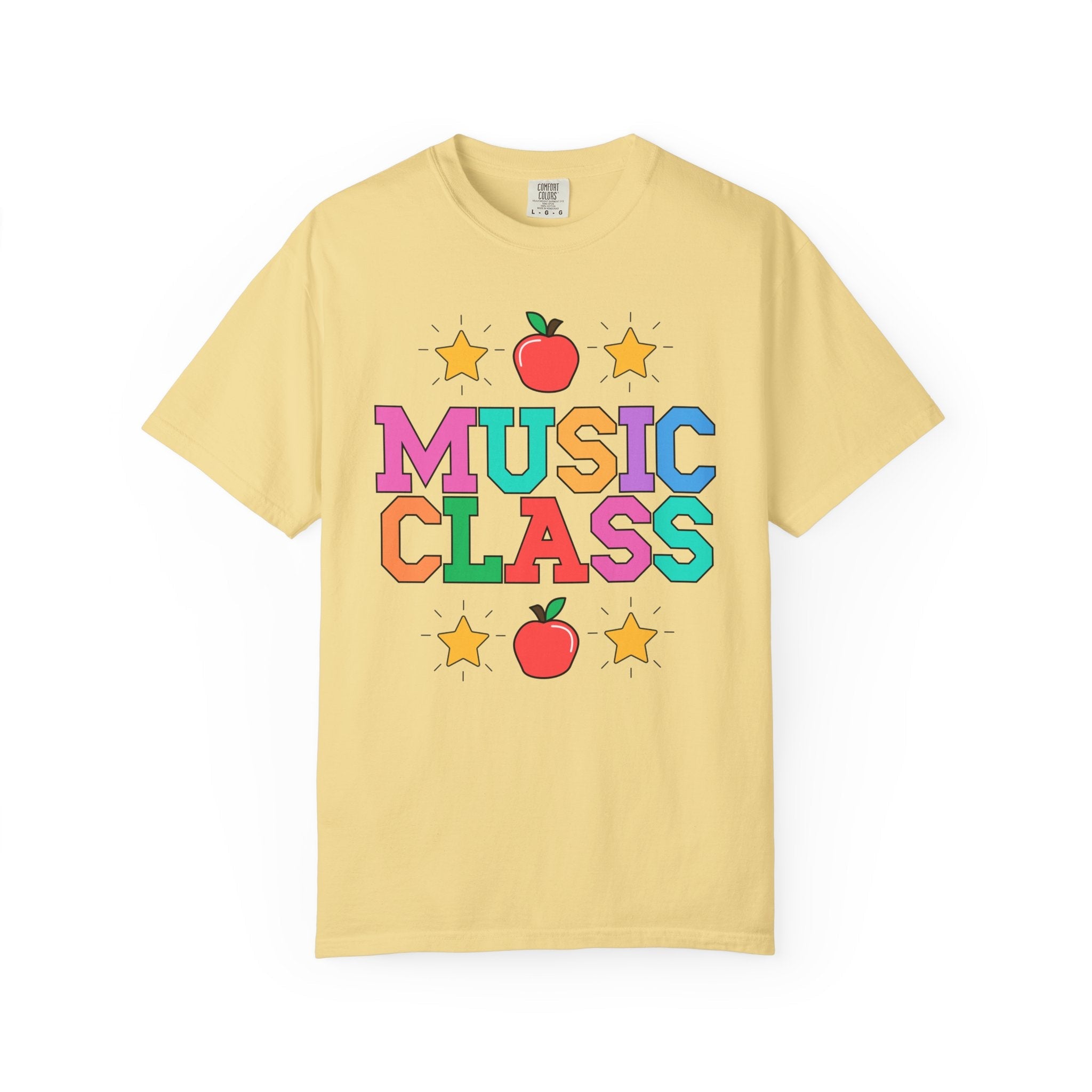 Colorful Music Teacher Tee Shirt with Cute 90s Throwback Apple, First Day of School Teacher Team Shirt, Back to School, Music Department Tee - Opal and June