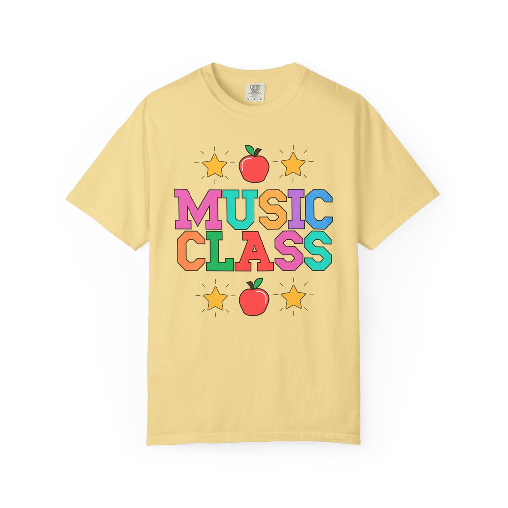 Colorful Music Teacher Tee Shirt with Cute 90s Throwback Apple, First Day of School Teacher Team Shirt, Back to School, Music Department Tee - Opal and June