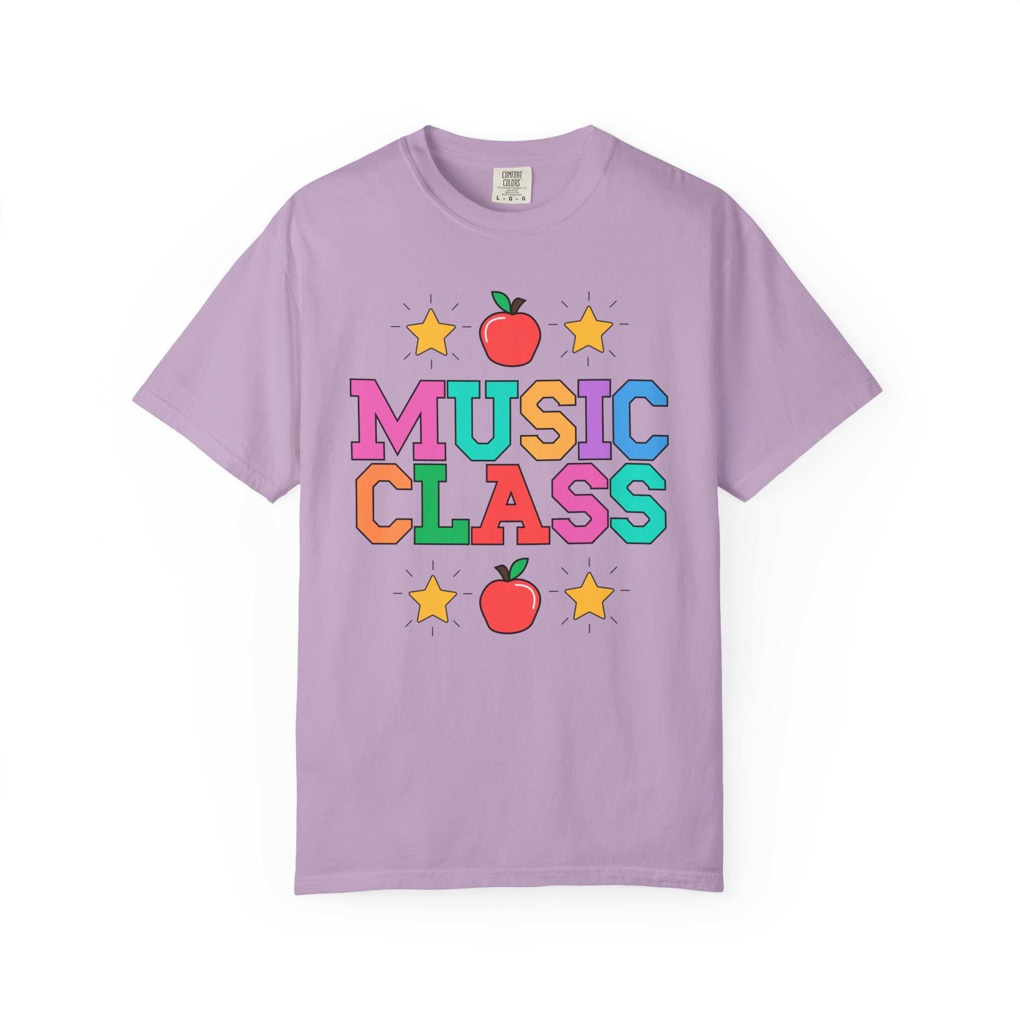 Colorful Music Teacher Tee Shirt with Cute 90s Throwback Apple, First Day of School Teacher Team Shirt, Back to School, Music Department Tee - Opal and June