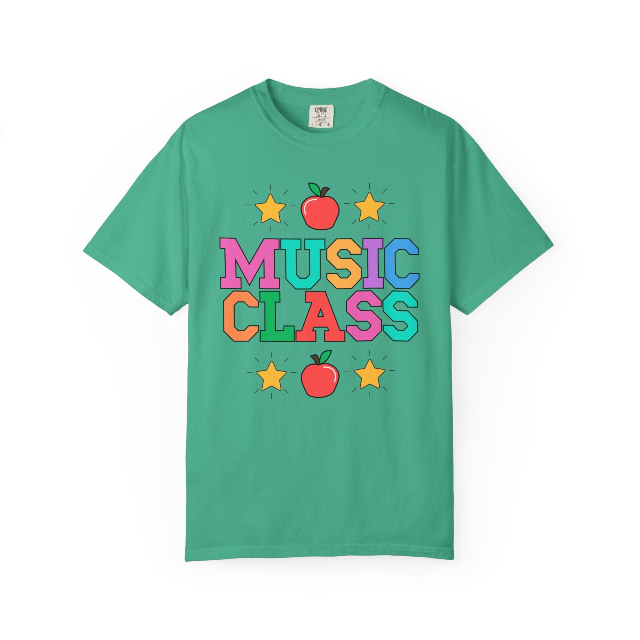 Colorful Music Teacher Tee Shirt with Cute 90s Throwback Apple, First Day of School Teacher Team Shirt, Back to School, Music Department Tee - Opal and June