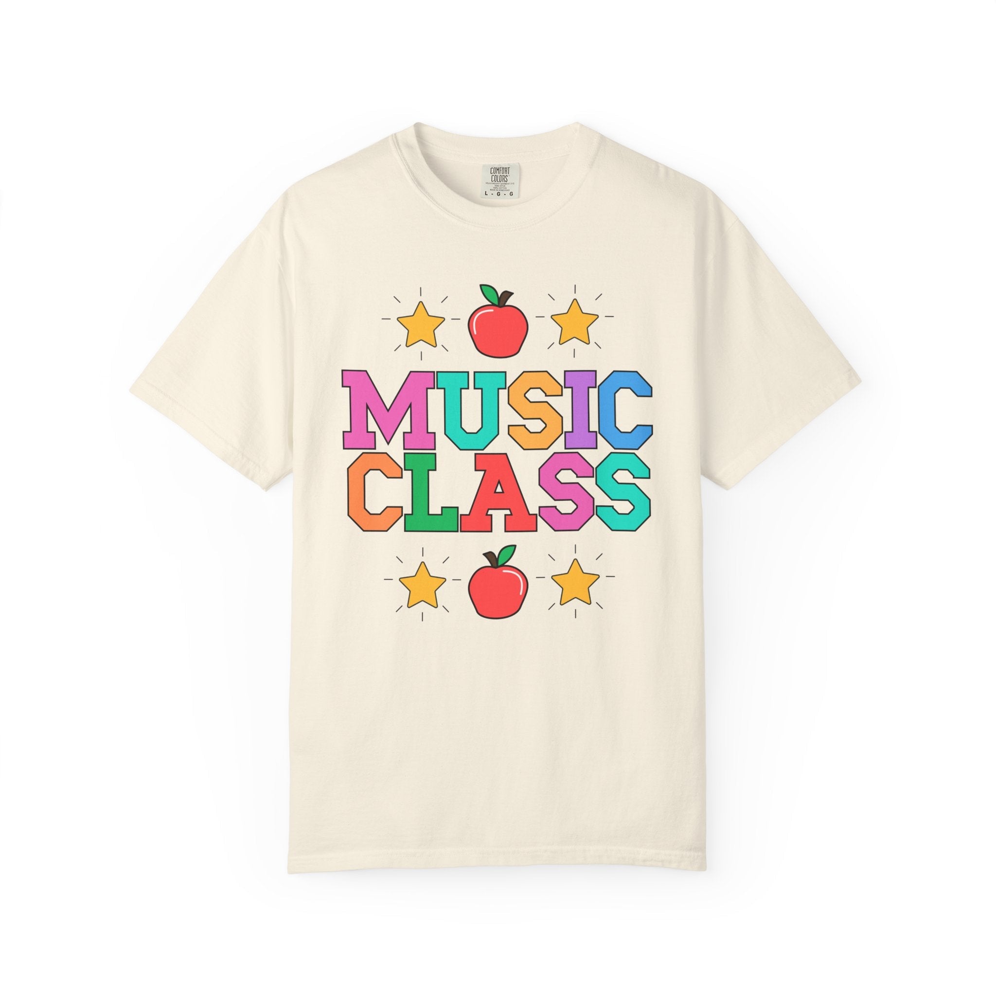 Colorful Music Teacher Tee Shirt with Cute 90s Throwback Apple, First Day of School Teacher Team Shirt, Back to School, Music Department Tee - Opal and June