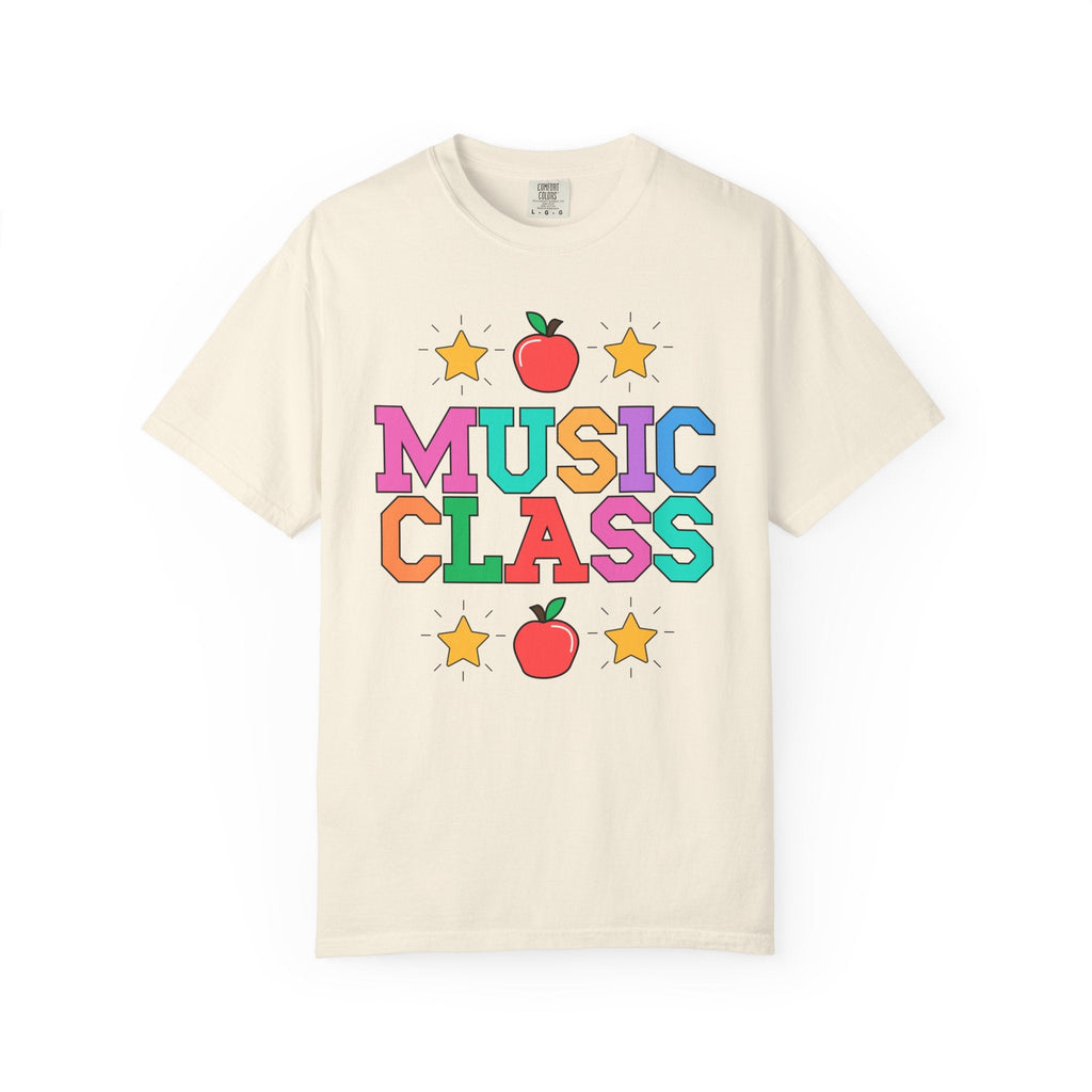 Colorful Music Teacher Tee Shirt with Cute 90s Throwback Apple, First Day of School Teacher Team Shirt, Back to School, Music Department Tee - Opal and June