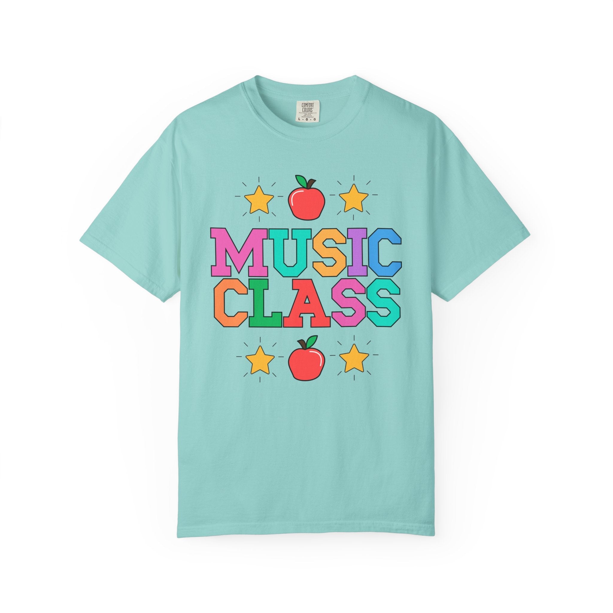 Colorful Music Teacher Tee Shirt with Cute 90s Throwback Apple, First Day of School Teacher Team Shirt, Back to School, Music Department Tee - Opal and June