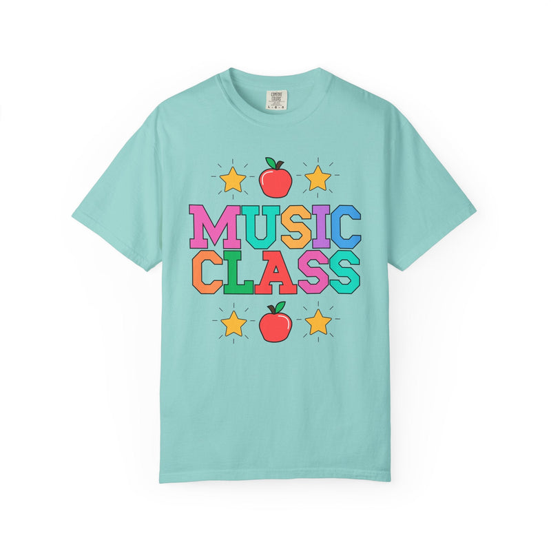 Colorful Music Teacher Tee Shirt with Cute 90s Throwback Apple, First Day of School Teacher Team Shirt, Back to School, Music Department Tee - Opal and June