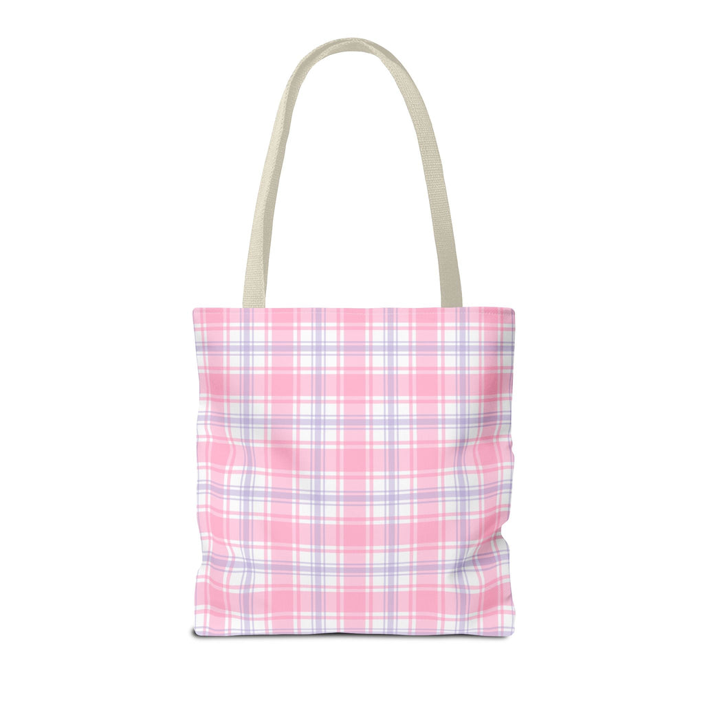 Colorful Plaid Tote Bag with Initial for Best Friend or Sister, Cute Striped Floral Tote Bag with Heart, Tote Bag with Letter, Matching Tote - Opal and June