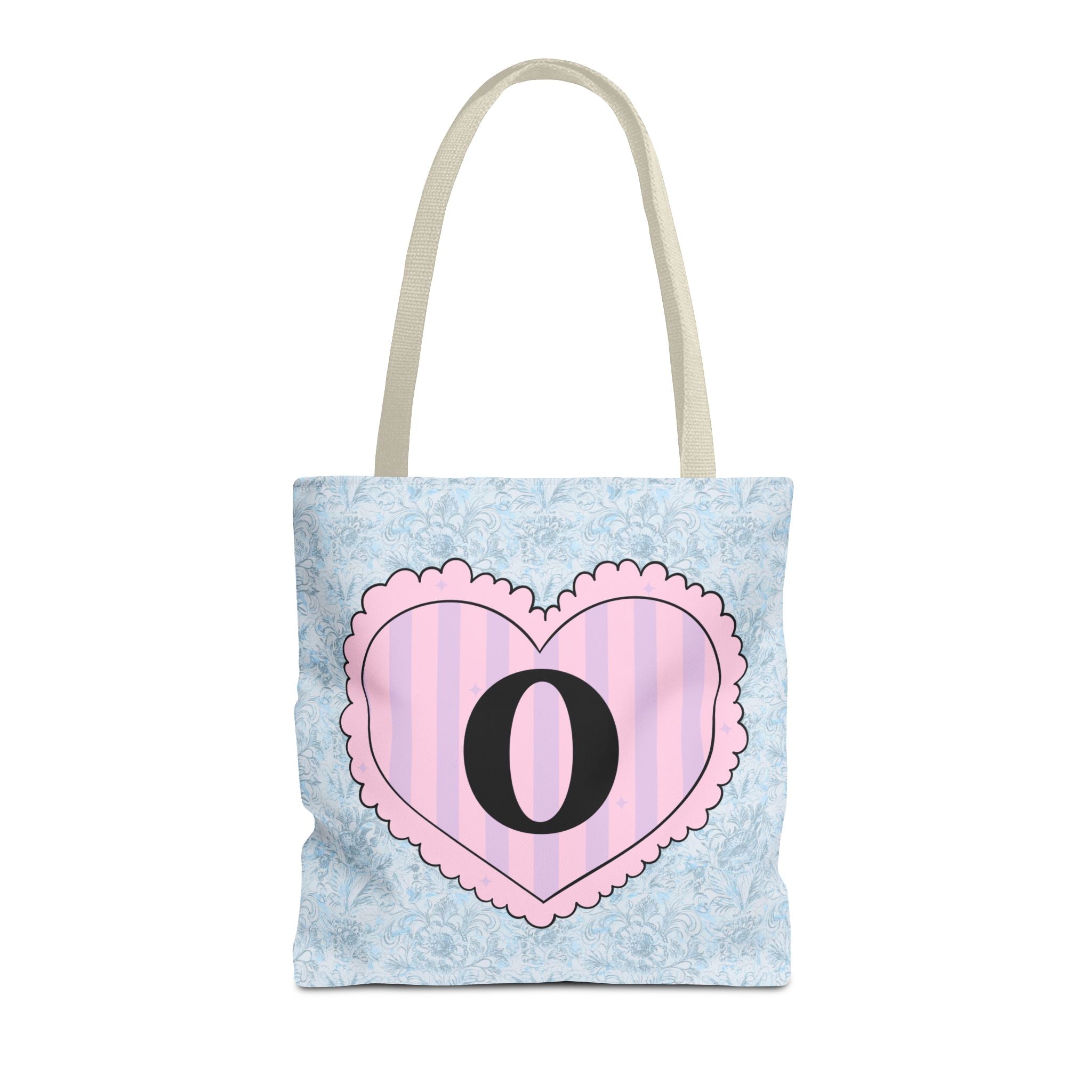 Colorful Plaid Tote Bag with Initial for Best Friend or Sister, Cute Striped Floral Tote Bag with Heart, Tote Bag with Letter: O - Opal and June