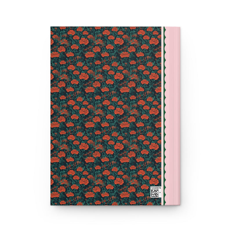 Colorful Red Carnation Floral Notebook with Vintage Wildflower Aesthetic: Sweet Cottagecore Journal with Lined Pages, Cute Birthday Gift - Opal and June