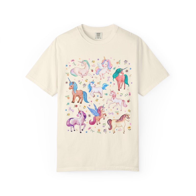 Colorful Unicorn Animal Lover Tee Shirt for Friend Who Loves Fantasy Novels, Cute Kindergarten Teacher or Preschool Teacher Tee with Flowers - Opal and June