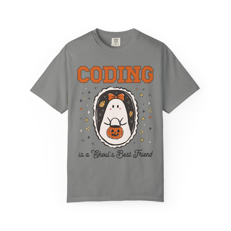 Computer Science Halloween Tee Shirt with Cute Ghost Wearing a Bow, Funny Saying Women in STEM T-Shirt for Programmer, Software Engineer Tee - Opal and June