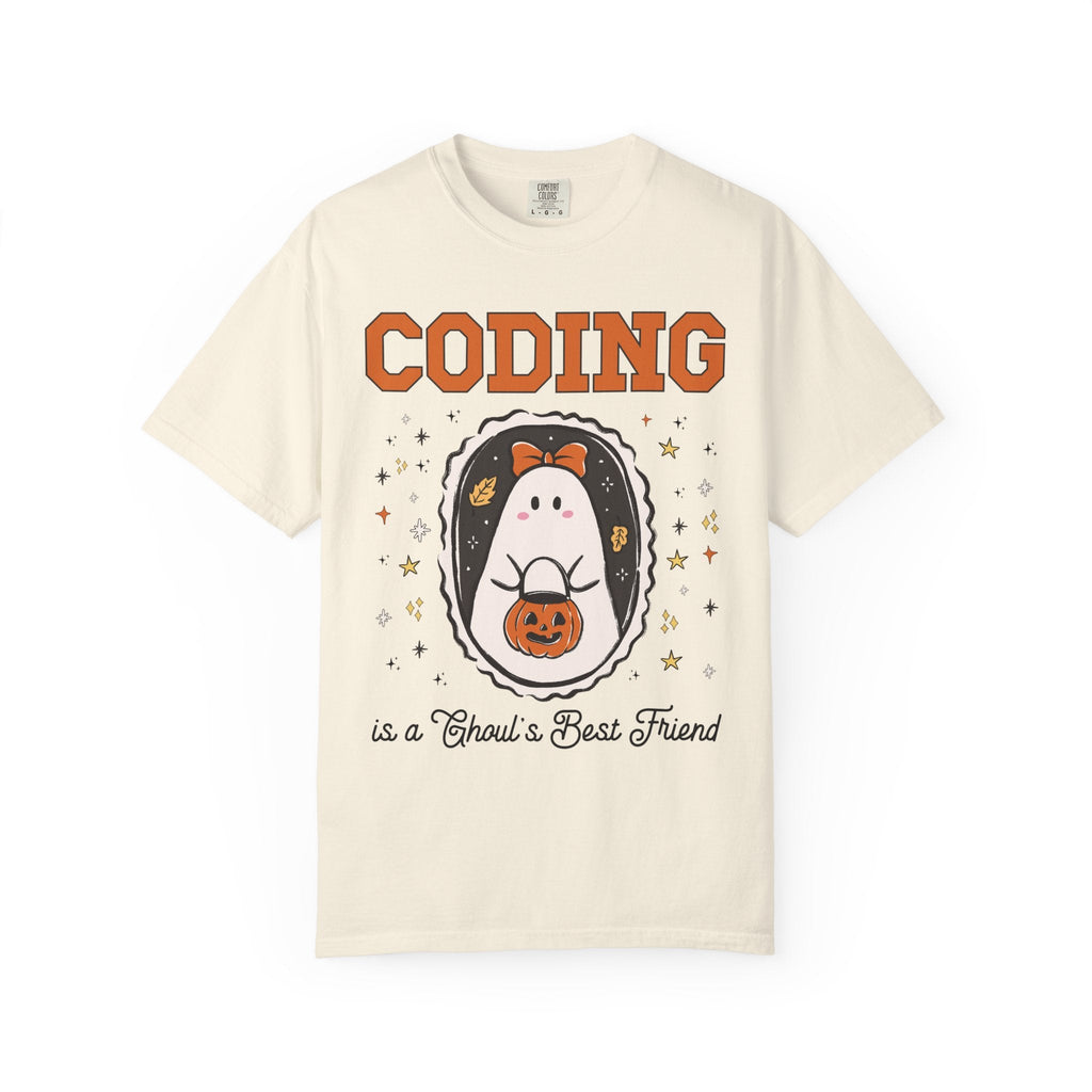 Computer Science Halloween Tee Shirt with Cute Ghost Wearing a Bow, Funny Saying Women in STEM T-Shirt for Programmer, Software Engineer Tee - Opal and June