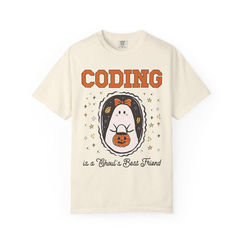 Computer Science Halloween Tee Shirt with Cute Ghost Wearing a Bow, Funny Saying Women in STEM T-Shirt for Programmer, Software Engineer Tee - Opal and June