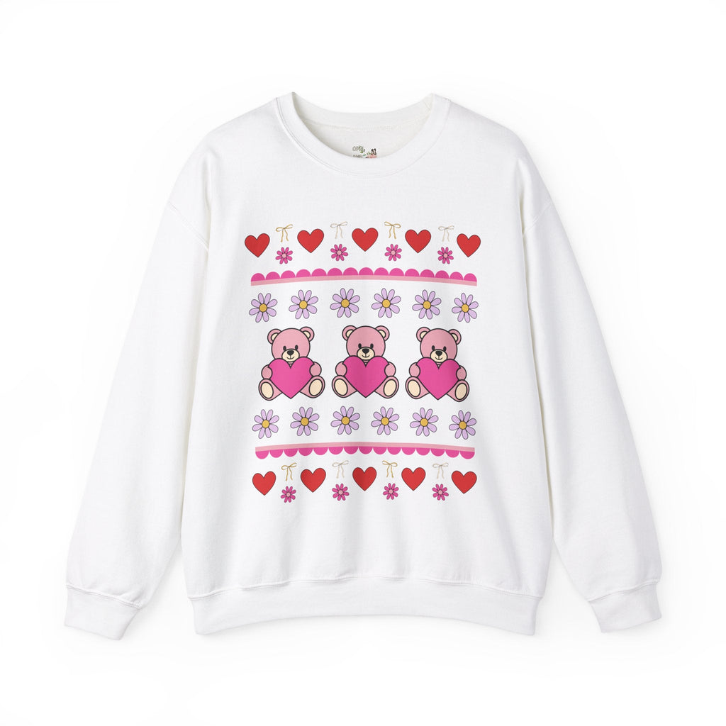 Cottagecore Bear Lover Sweatshirt for Valentine's Day, Silly Grandmacore Shirt with Hearts for Kindergarten Teacher or Mom, 90s Throwback - Opal and June