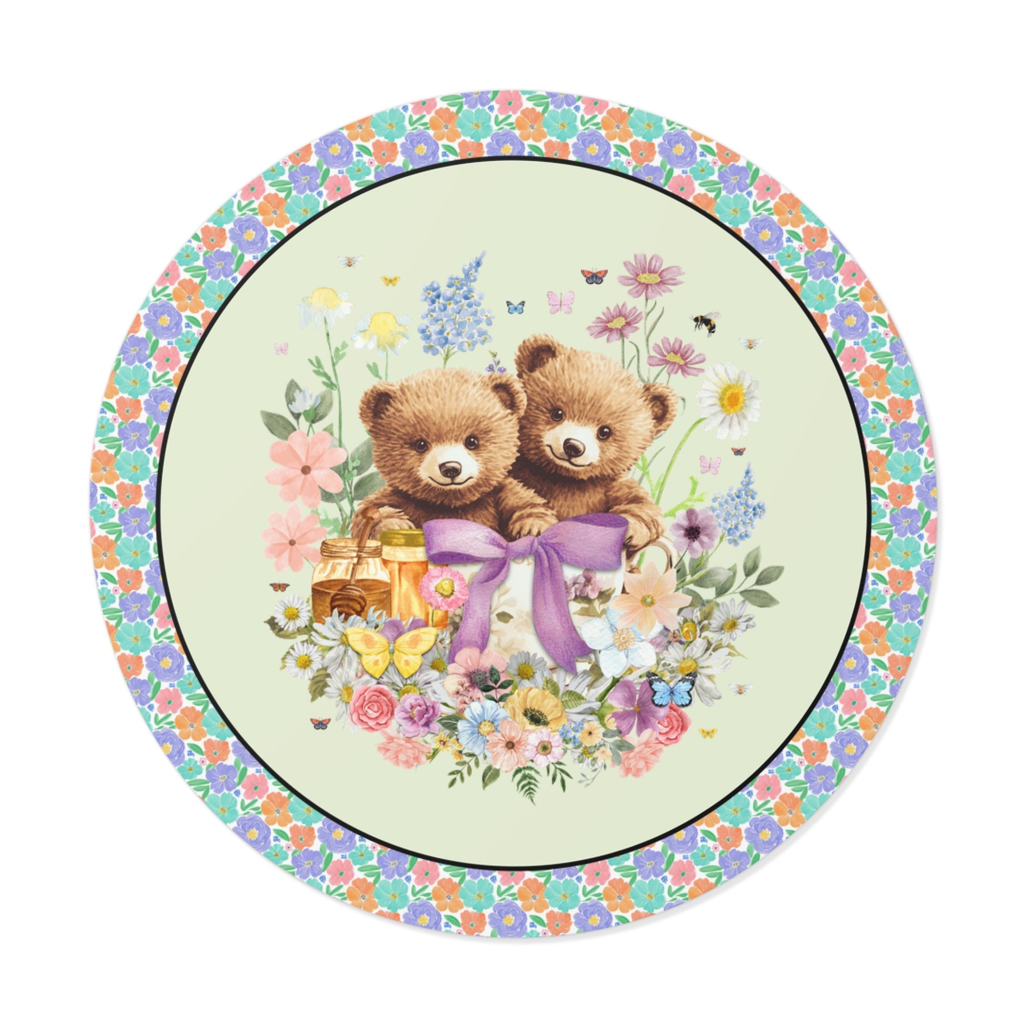 Cottagecore Bear Sticker with Vintage Wildflowers - Opal and June