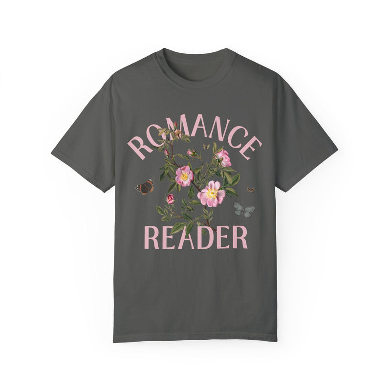 Cottagecore Bookish Tee: Romance Reader | Vintage Botanical Flower Shirt for Book Lover, Gift for Librarian or Book Author, Love Stories - Opal and June