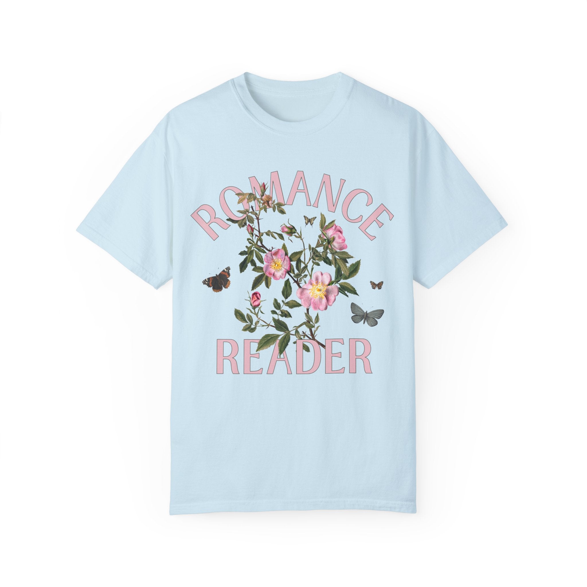 Cottagecore Bookish Tee: Romance Reader | Vintage Botanical Flower Shirt for Book Lover, Gift for Librarian or Book Author, Love Stories - Opal and June