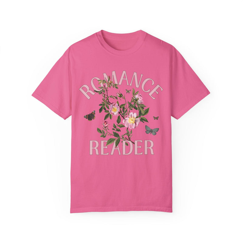 Cottagecore Bookish Tee: Romance Reader | Vintage Botanical Flower Shirt for Book Lover, Gift for Librarian or Book Author, Love Stories - Opal and June