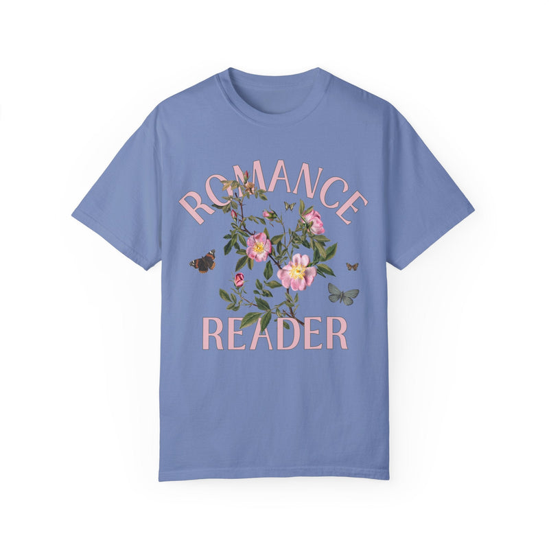 Cottagecore Bookish Tee: Romance Reader | Vintage Botanical Flower Shirt for Book Lover, Gift for Librarian or Book Author, Love Stories - Opal and June