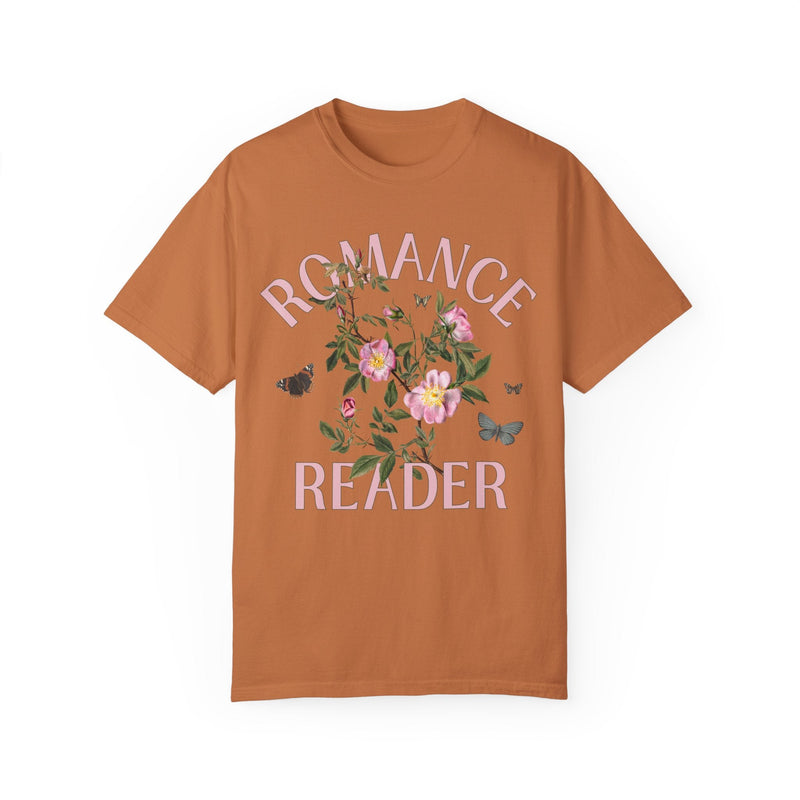 Cottagecore Bookish Tee: Romance Reader | Vintage Botanical Flower Shirt for Book Lover, Gift for Librarian or Book Author, Love Stories - Opal and June