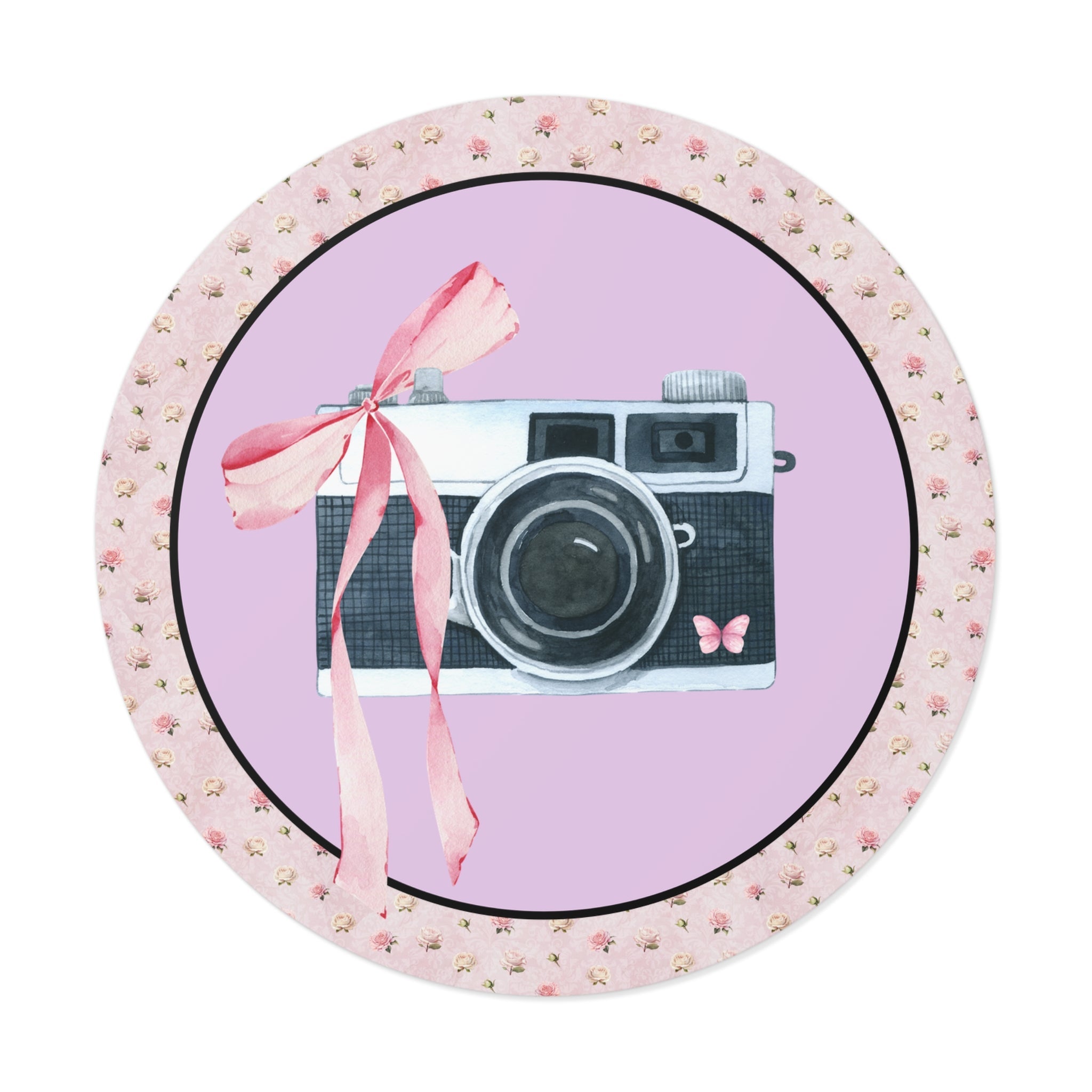 Cottagecore Camera Sticker with Cute Pink Bow: Colorful and Kitschy Coquette Aesthetic Sticker for Wedding Photographer, Boho Butterfly - Opal and June