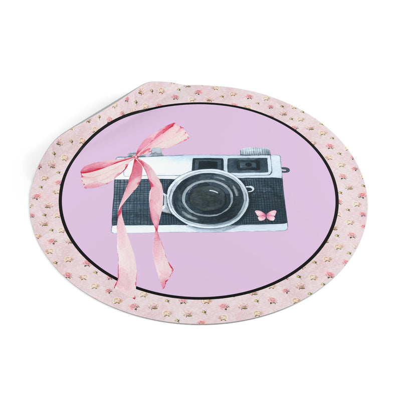 Cottagecore Camera Sticker with Cute Pink Bow: Colorful and Kitschy Coquette Aesthetic Sticker for Wedding Photographer, Boho Butterfly - Opal and June