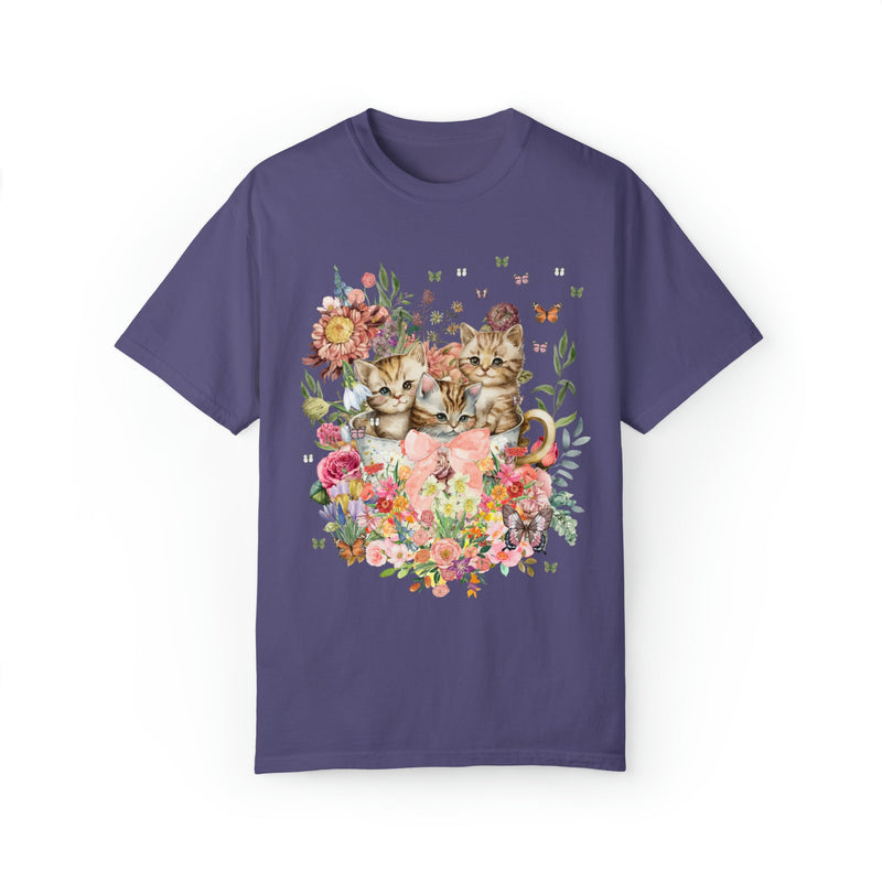 Cottagecore Cat Shirt for Cat Mom: Funny Watercolor Kittens in Cup - Opal and June