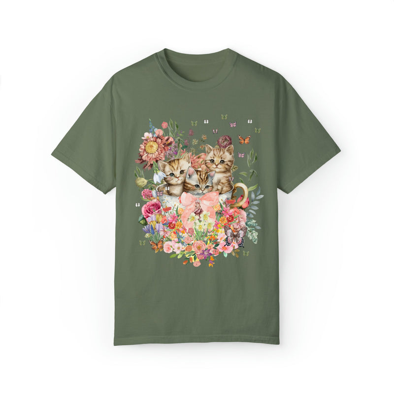Cottagecore Cat Shirt for Cat Mom: Funny Watercolor Kittens in Cup - Opal and June