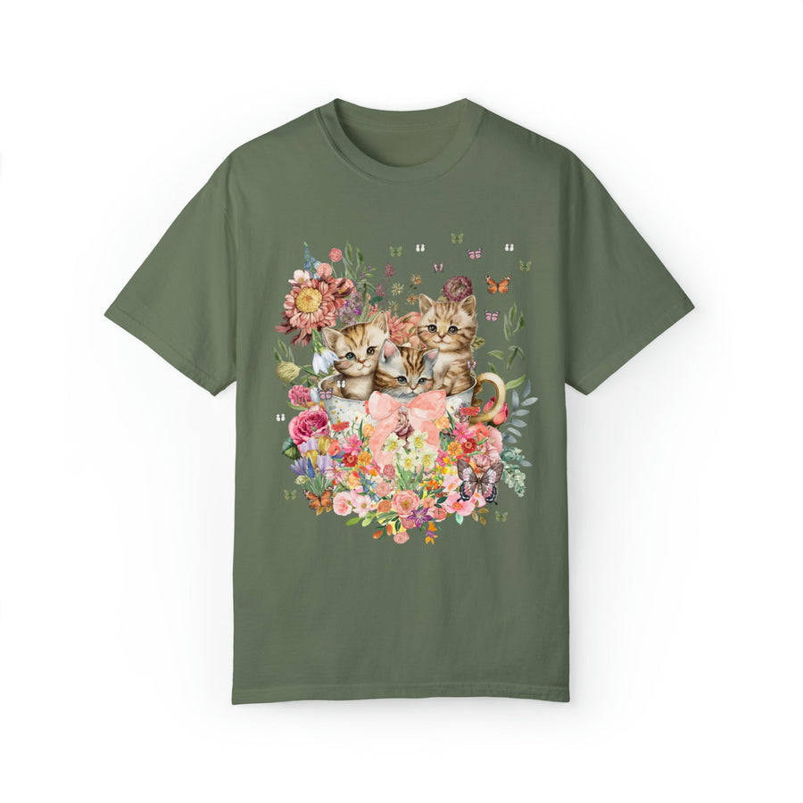 【ITZAVIBE】CAT WITH A FLOWER T SHIRT CAT WITH A FLOWER T SHIRT - ITZAVIBE | 60% - Asian Fashion