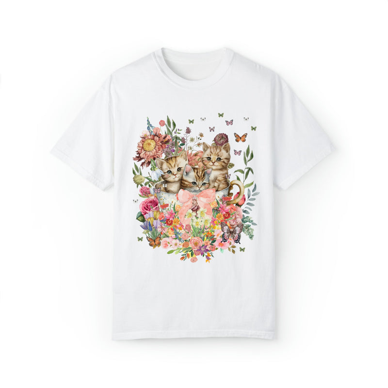 Cottagecore Cat Shirt for Cat Mom: Funny Watercolor Kittens in Cup - Opal and June